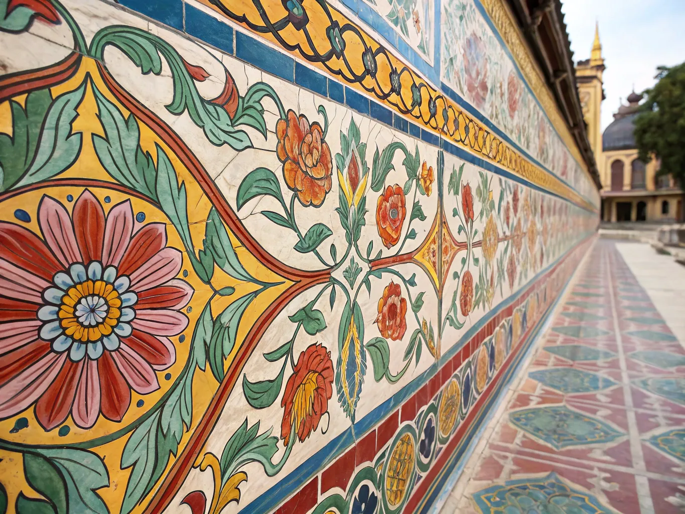 Detail shot of intricate mural pattern