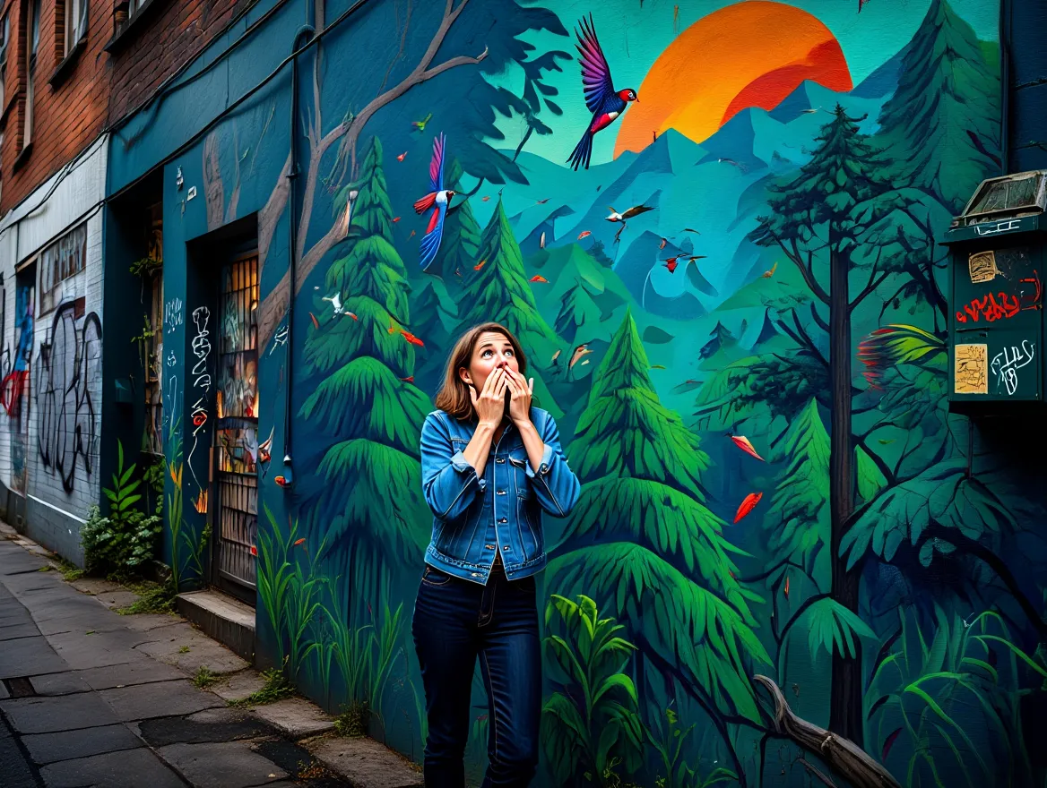 Client reaction to completed mural installation